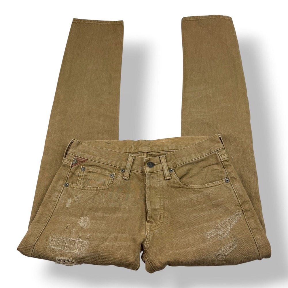 Denim & Supply Ralph Lauren Mens 28x32 Slim Fit Distressed Tan Khaki Jeans RL67